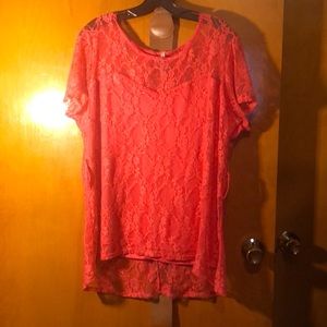 Discrete sweetheart lace shirt with belt 1X